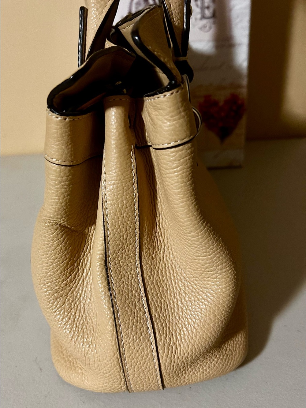 Coach Pebbled Leather Shoulder Tote in Light Tan - Picture 5 of 9